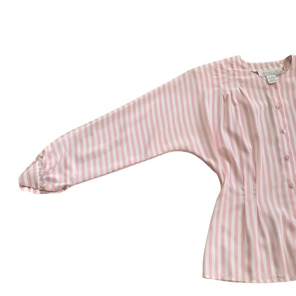 Vintage Whitney Lang Petite Striped Romantic Pastel Goth Blouse 8 - Picture 3 of 6